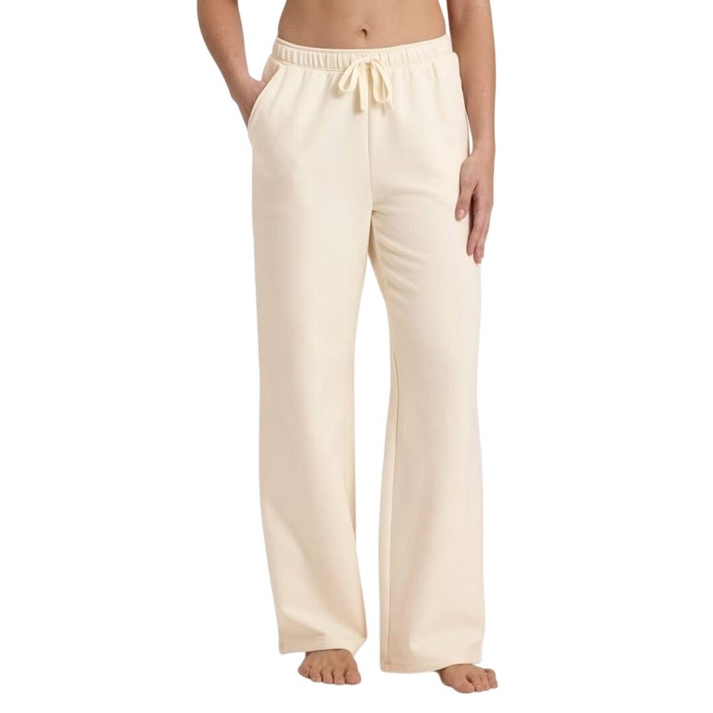 Auden Women's Cream Fleece Wide Leg Drawstring Lounge Pants Size XXL